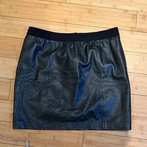 LOFT Black Leather Mini Skirt - 100% leather